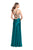 La Femme - 25270 Sleeveless Pleated Surplice Bodice Satin Gown In Green