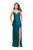 La Femme - 25270 Sleeveless Pleated Surplice Bodice Satin Gown In Green