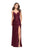 La Femme - 25270 Sleeveless Pleated Surplice Bodice Satin Gown In Red