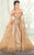 MNM COUTURE - Folded Off-Shoulder Ruffled Ballgown 2527 In Gold