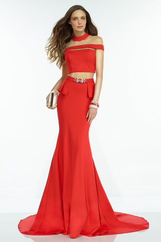 Alyce Paris Claudine - 2527 Three Piece High Mermaid Dress in Red