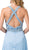 Dancing Queen - 2527 Beaded Crisscrossed Back High Slit Gown In Blue