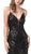 Dancing Queen - 2528 Sequined Deep V-neck Sheath Dress In Black