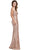 Dancing Queen - 2528 Sequined Deep V-neck Sheath Dress In Pink and Gold