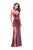 La Femme - 25294 Halter Velvet Sheath Dress with Cutouts In Pink