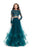 La Femme - 25300 Two-Piece Illusion Appliqued Bodice Tulle Gown in Green