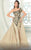 MNM COUTURE - 2530 Floral Wrapped Dress with Overskirt In Neutral
