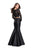 La Femme - 25324 Two-Piece Long Sleeve Lace Bodice Mikado Gown In Black