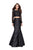 La Femme - 25324 Two-Piece Long Sleeve Lace Bodice Mikado Gown In Black