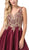 Dancing Queen - 2533 Gold Embellished Lace Bodice Satin A-Line Gown In Red