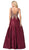 Dancing Queen - 2533 Gold Embellished Lace Bodice Satin A-Line Gown In Red