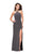 La Femme - 25346 Strappy Lattice Back High Halter Jersey Gown In Silver and Gray