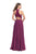 La Femme - 25347 Plunging Lace-Up Cutout Bodice Chiffon A-Line Gown In Pink