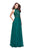 La Femme - 25347 Plunging Lace-Up Cutout Bodice Chiffon A-Line Gown In Green