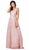 Dancing Queen - 2534 Glitter Mesh Sleeveless V-Neck Long A-Line Gown In Pink
