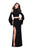 La Femme - 25353 Long Sleeve Cutaway Two-Piece Jersey Gown in Black