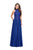 La Femme - 25355 Bejeweled Illusion Halter Lace Chiffon Gown In Blue