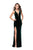 La Femme - 25363 Plunging High Slit Velvet Sheath Gown In Green