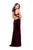 La Femme - 25363 Plunging High Slit Velvet Sheath Gown In Red