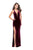 La Femme - 25363 Plunging High Slit Velvet Sheath Gown In Red