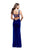 La Femme - 25375 Sweetheart Bodice High Slit Velvet Sheath Gown In Blue