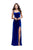 La Femme - 25375 Sweetheart Bodice High Slit Velvet Sheath Gown In Blue
