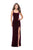 La Femme - 25375 Sweetheart Bodice High Slit Velvet Sheath Gown In Red
