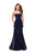 La Femme - 25383 Lustrous Strapless Satin Trumpet Gown In Blue