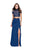 La Femme - 25384 Two Piece Lace Chiffon Sheath Dress In Blue