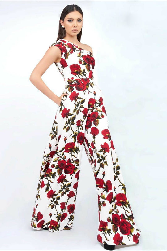 Ieena Duggal  - One Shoulder Gown Style 25385I in Floral and Print