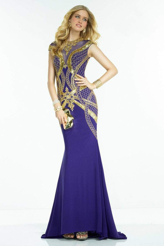 Alyce Paris Claudine - 2538 Dress in Cobalt Gold-Blue