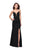La Femme - 25398 Plunging Sweetheart High Slit Jersey Gown In Black