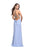 La Femme - 25398 Plunging Sweetheart High Slit Jersey Gown In Blue