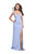 La Femme - 25398 Plunging Sweetheart High Slit Jersey Gown In Blue