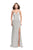 La Femme - 25398 Plunging Sweetheart High Slit Jersey Gown In Silver and Gray