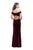 La Femme Off Shoulder High Slit Velvet Gown 25400 In Red