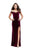 La Femme Off Shoulder High Slit Velvet Gown 25400 In Red