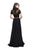 La Femme - 25401 Short Sleeve Illusion High Neck Two-Piece A-Line Gown In Black
