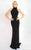 Ieena Duggal  - 25403I Ribbon Accented High Halter Gown in Black