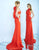Ieena Duggal  - 25403I Ribbon Accented High Halter Gown in Red
