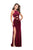 La Femme - 25407 Crisscross Halter Velvet Slit Dress In Red