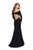 La Femme - 25412 Long Sleeve Off-Shoulder Jersey Dress In Black