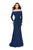 La Femme - 25412 Long Sleeve Off-Shoulder Jersey Dress In Blue