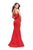 La Femme - Strapless Ruffle Paneled Off Shoulder Mermaid Gown 25419 In Red