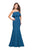 La Femme - 25419 Strapless Fitted Ruffled Mermaid Gown in Blue