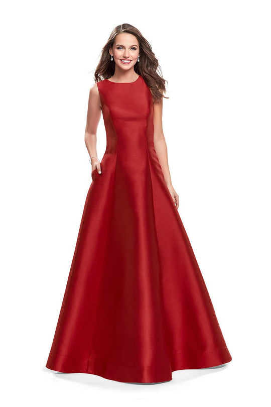 La Femme - 25425 Strappy Fitted Jewel Ballgown In Red