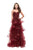 La Femme - 25430 Strapless Strappy Layered Tulle Dress In Red