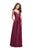 La Femme - 25436 Fitted Lace Sweetheart Evening Gown In Purple and Red