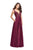 La Femme - 25436 Fitted Lace Sweetheart Evening Gown In Purple and Red