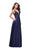 La Femme - 25436 Fitted Lace Sweetheart Evening Gown In Blue